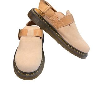 Dr. Martens Jorge II Sling Back Clogs Unisex Beige & Tan Suede - NEW Sz W-9 M-8